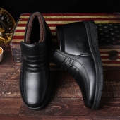 皮鞋 男加绒加厚保暖男士 棉鞋 冬季 子冬天防滑防水爸爸鞋 父亲中老年