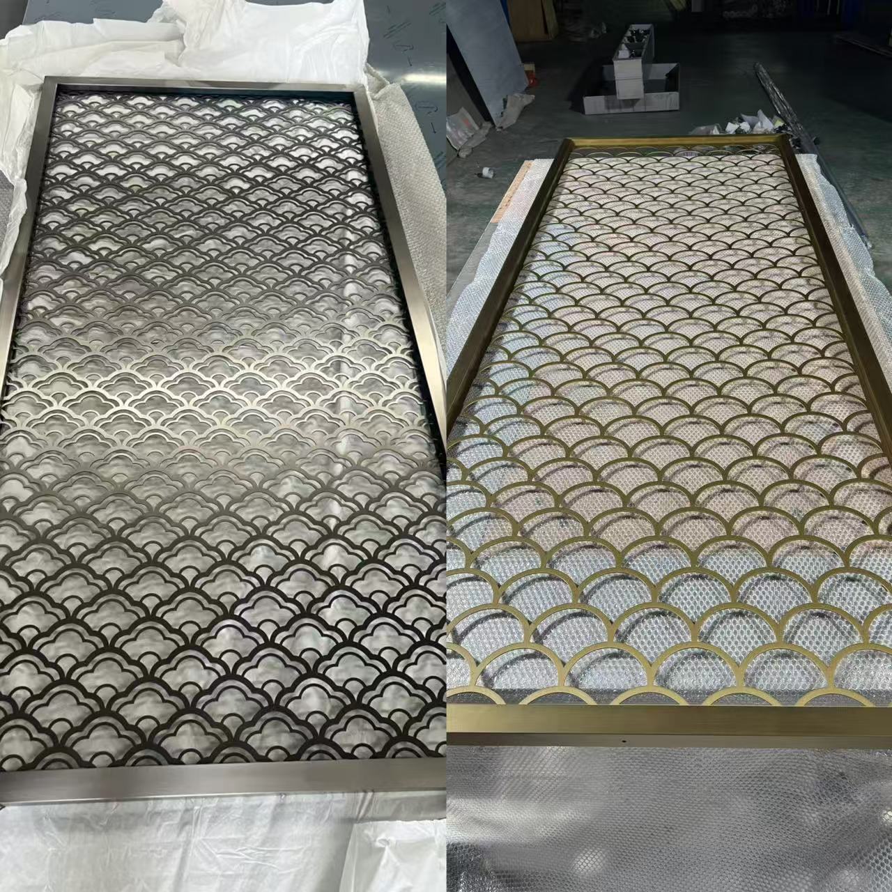 不锈钢祥云镂空屏风新中式隔断