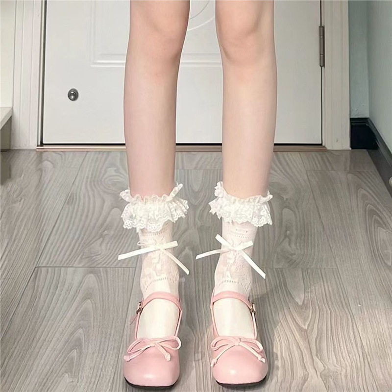 春夏蕾丝花边中筒袜子女薄款lolita蝴蝶结堆堆y2k短袜纯欲风时尚,女士内衣/男士内衣/家居服,短袜,淘宝优惠券,粉丝福利购,淘宝优惠卷