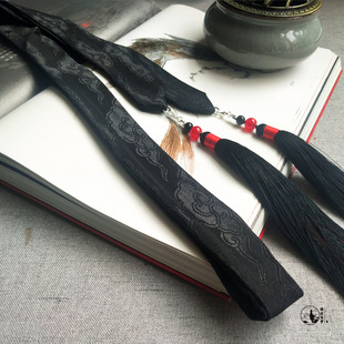 侠古与梦 黑色古装汉服发带男女古风抹额配饰红黑双色流苏发饰