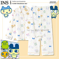 tamagotchi women's spring and Autumn long-sleeved pure cotton cream yellow cute Mamiji home wear thumbnail 8