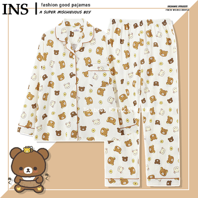 棉纱日系轻松熊睡衣长袖春秋季