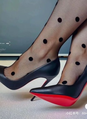 黑色哑光高跟鞋女2024年春秋新款尖头细跟职业红底单鞋