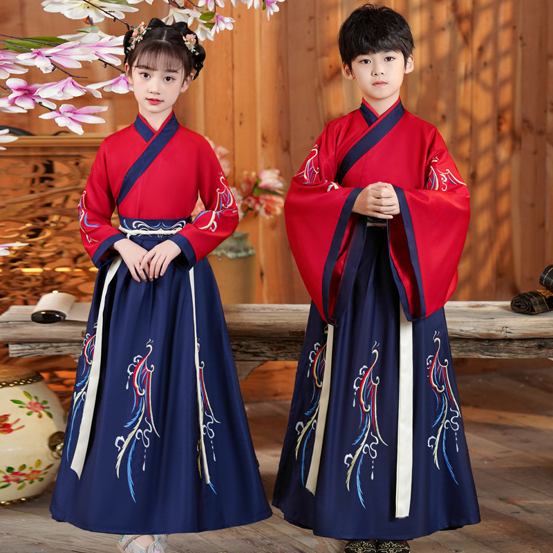 国学服装儿童汉服男女童开笔礼孔子古装演出服小学书童幼儿开蒙礼