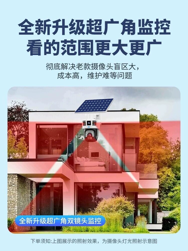듀얼 렌즈 3중 스크린 카메라 가정용 실외용 4G 태양광 모니터 360° 회전하는 고화질 파노라마 휴대폰 리모콘[음성 인터콤 포함] 풀 컬러 카메라 및 야간 투시 기능을 갖춘 실외 모니터