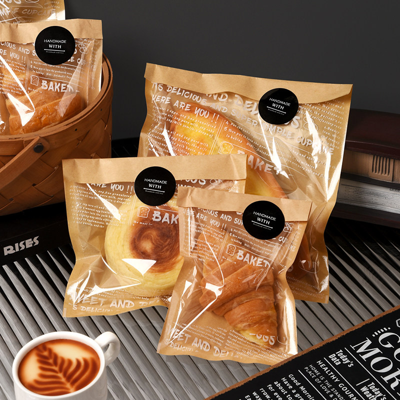 英文牛皮纸面包袋纸袋烘焙早餐包吐司包装透明三明治菠萝包欧包袋,厨房/烹饪用具,点心包装盒/包装袋,淘宝优惠券,粉丝福利购,淘宝优惠卷