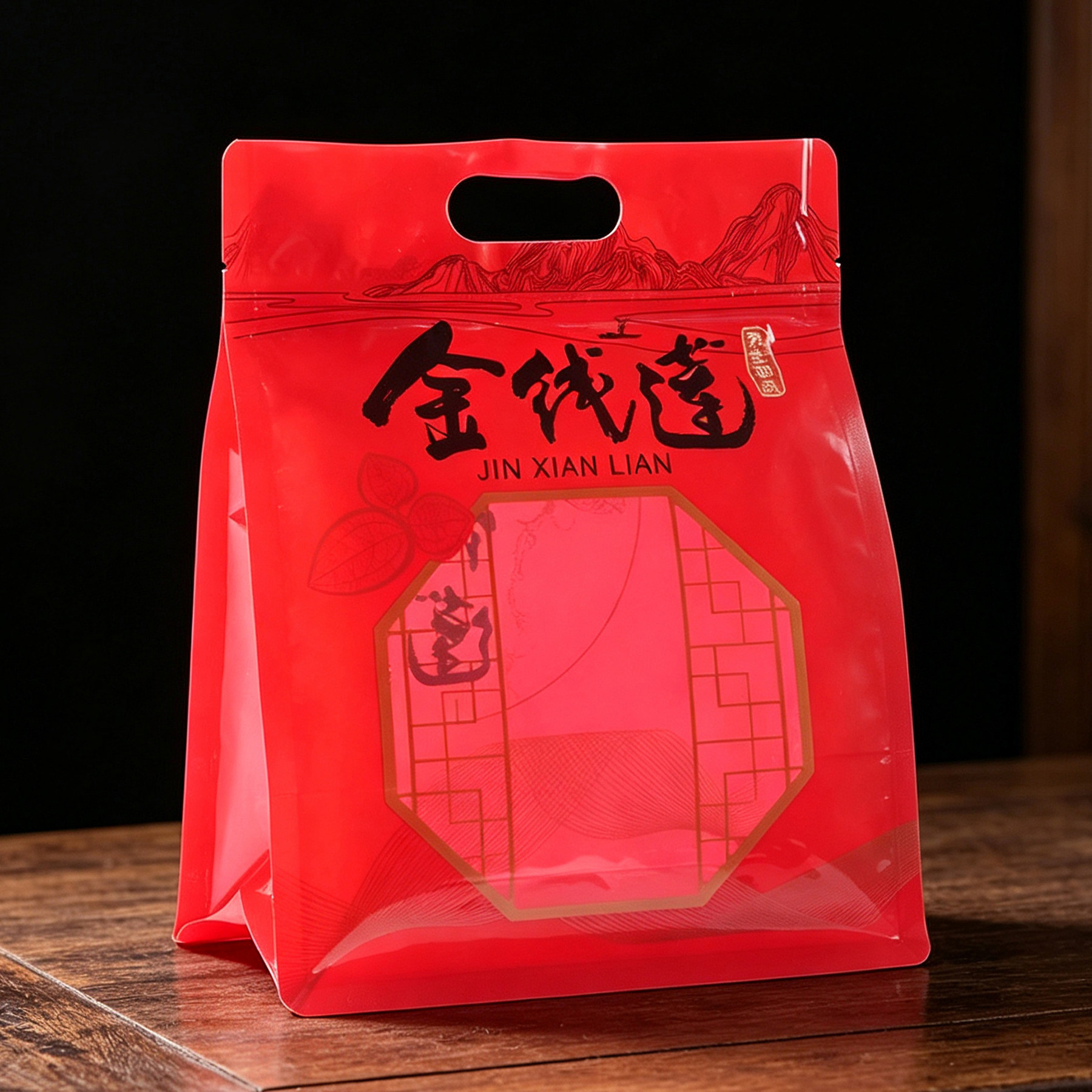 金线莲八边封包装袋手提自封密封透明塑料自立特产礼品袋250克100