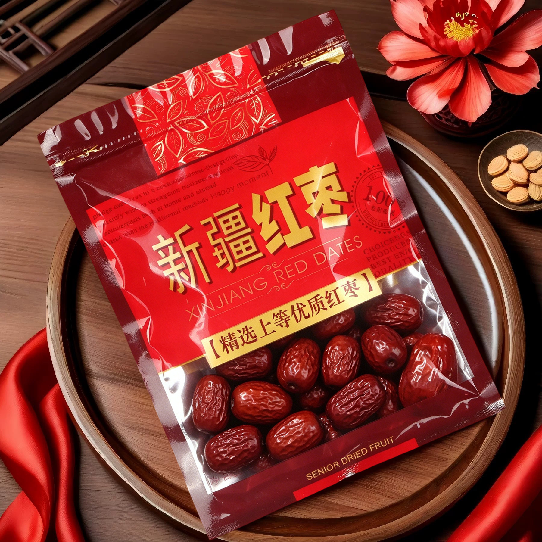 新疆红枣包装袋加厚加大红枣自密封拉链礼品袋250克500g一斤半斤