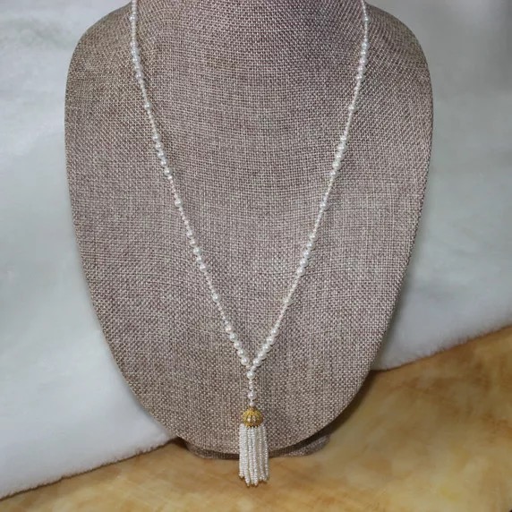 天然圆珍珠错落流苏毛