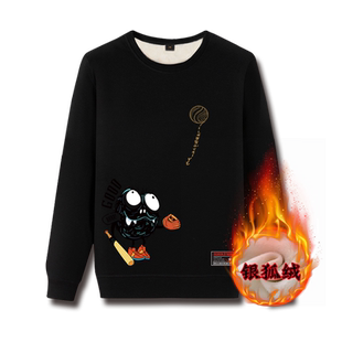 冬季高中生卫衣男加绒潮流宽松百搭慵懒风初中生加厚学生不带帽潮