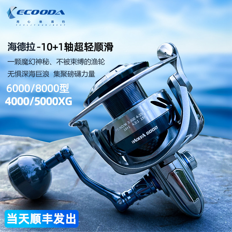 伊酷达海德拉金属纺车轮ECOODA碳素超轻鱼轮海钓高速铁板轮远投轮