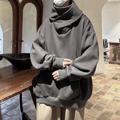 SOCIAL FEAR I-REN 닌자 파일 칼라 자켓 스웨트 셔츠 남성용 후드 겨울 아메리칸 스타일 벨벳 두꺼운 600G HEAVY STIFF