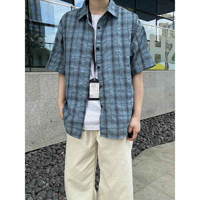 泡泡纱冰丝速干防晒短袖衬衫男款