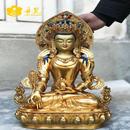 尼泊尔全鎏金掐丝背光地藏王雕像精品地藏王菩萨雕像西藏古代铜雕