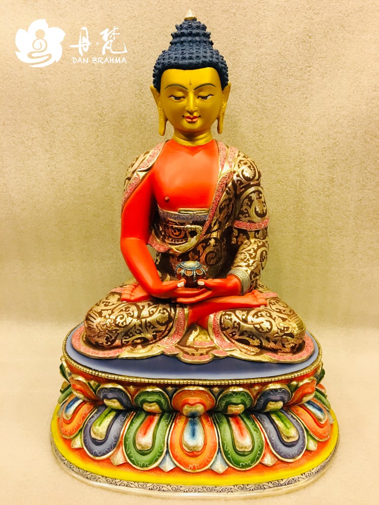 尼泊尔精品鎏金雕刻彩绘阿弥陀佛雕像释迦族其他纯铜雕像高50cm