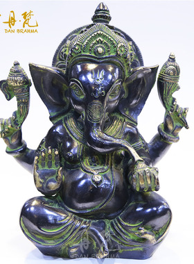 丹梵印度工艺精品纯铜象鼻财神家居摆件镇宅招财摆件装饰品家居鼻