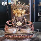 尼泊尔紫铜鎏银大日如来雕像一尺雕像精品雕花4个头包其他