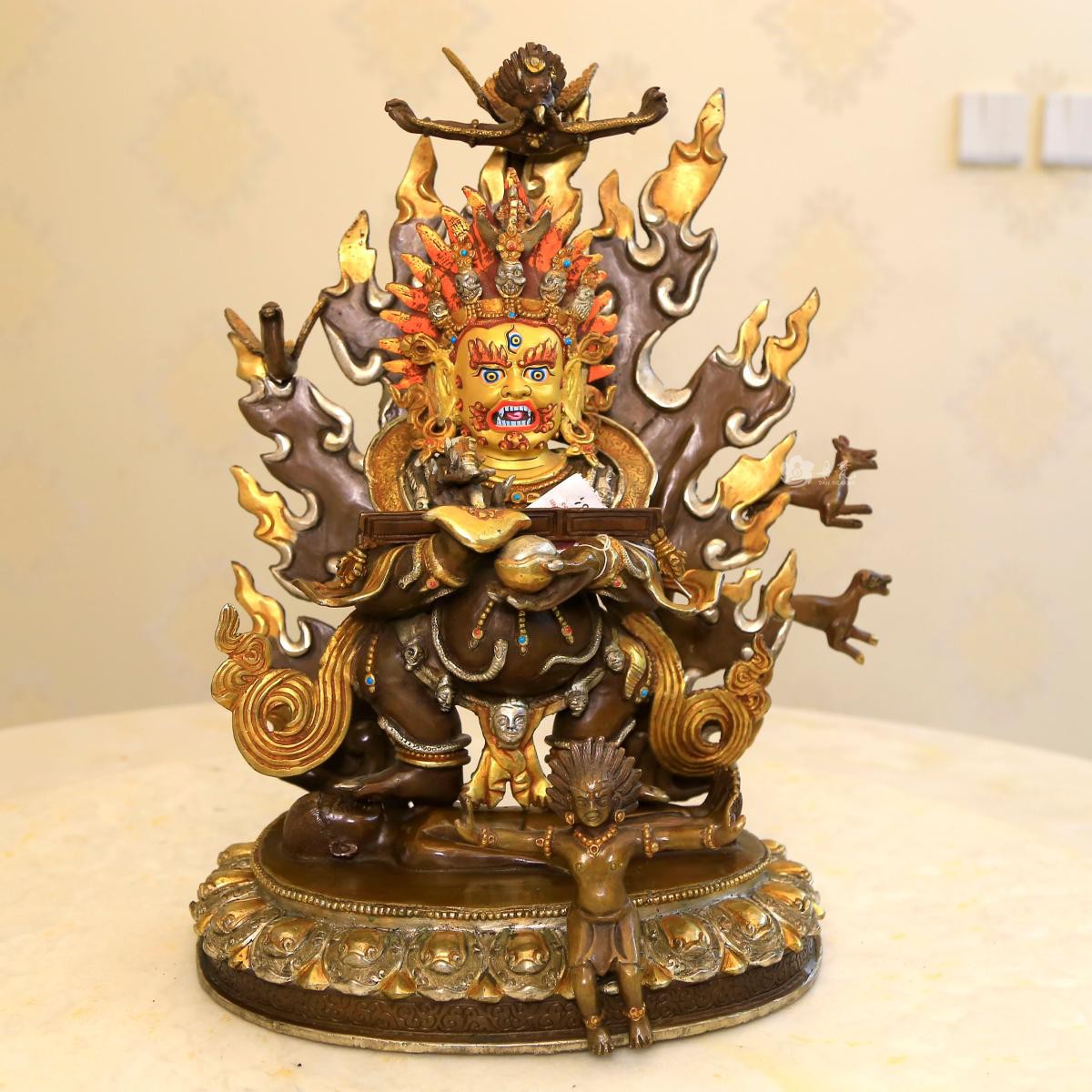 丹梵尼泊尔精品手工铜雕摆件二臂玛哈噶啦大黑天29cm尼泊尔一尺