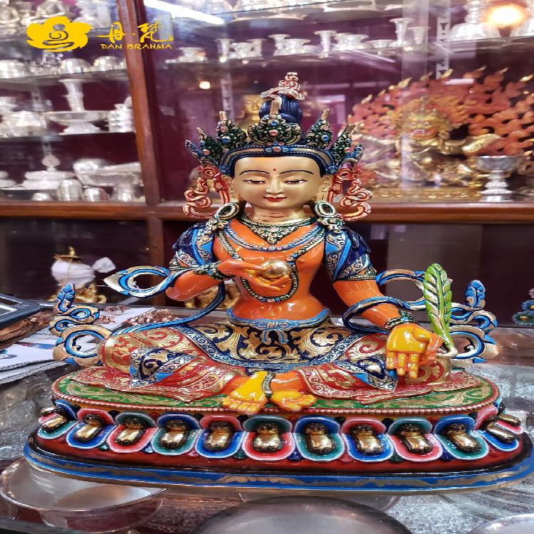 尼泊尔精品彩绘地藏王雕像 彩绘地藏王 释迦族精品工艺高33cm