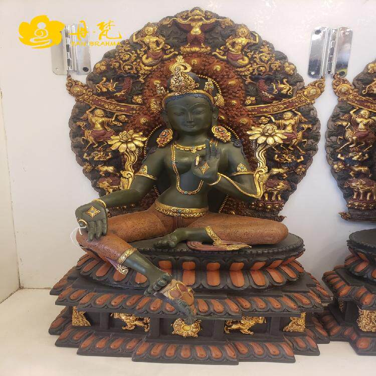 尼泊尔释迦族大师作品 馆藏级绿度母 博物馆 私人收藏佳品 高45cm