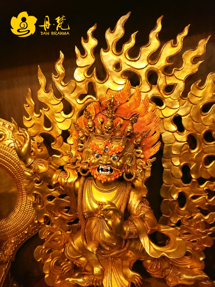 丹梵尼泊尔全鎏金精品金刚手雕像恰那多杰护法80cm西藏古代铜雕