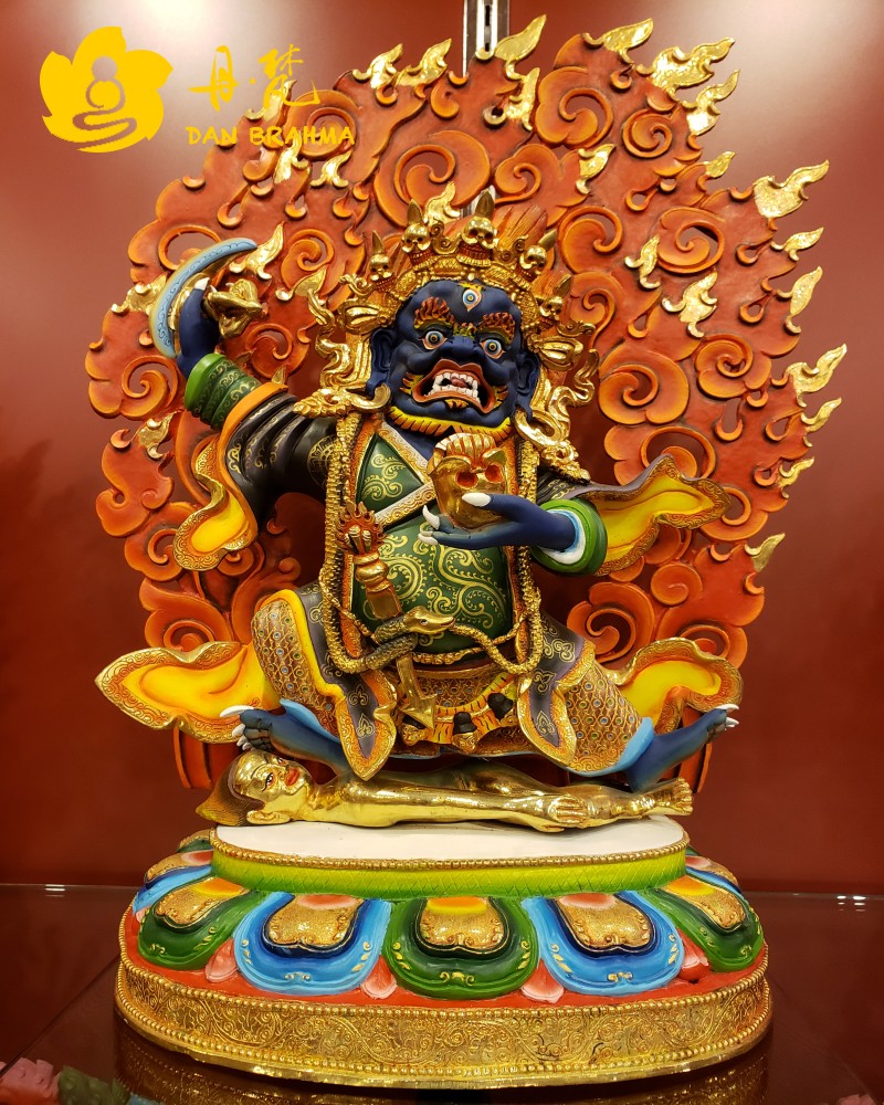 丹梵尼泊尔黑袍金刚佛像 二臂玛哈嘎拉 二臂大黑袍护法高一尺48cm