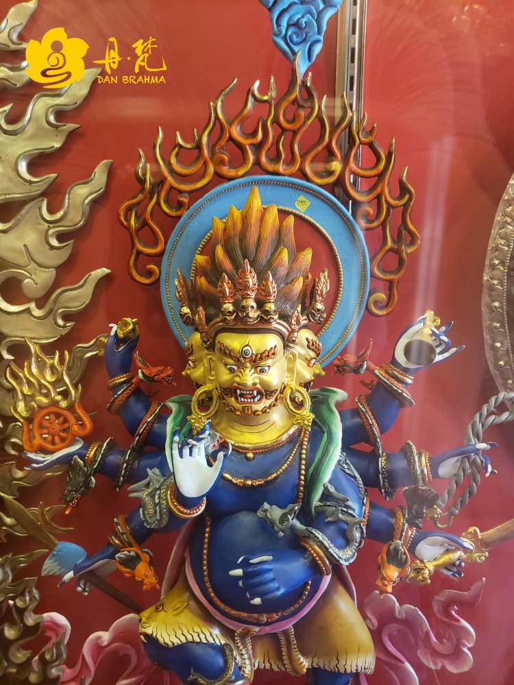 尼泊尔秽迹金刚雕像纯铜彩绘雕像高50cm西藏古代铜雕