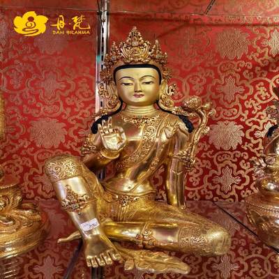 尼泊尔大师作品自在观音度母像盘腿观音盘佛高38cm腿西藏古代铜雕