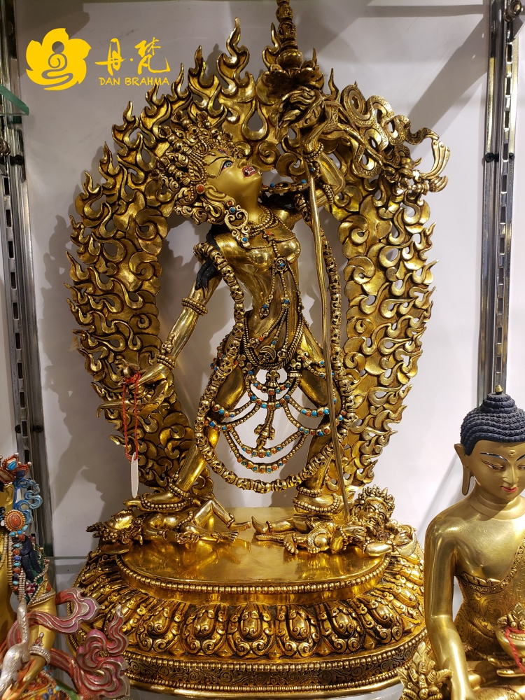 尼泊尔释迦族精品那若空行母雕像卡雀玛高度40cm西藏古代铜雕