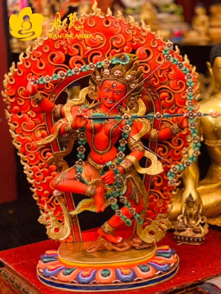 作明佛母愤怒佛像 尼泊尔全鎏金彩绘咕噜咕咧精雕释迦族大师 72cm