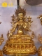 尼泊尔全鎏金白度母雕像高45cm密宗双莲花座铜雕座西藏古代铜雕