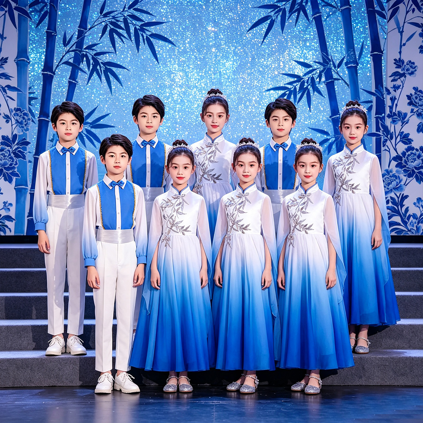 六一儿童合唱演出服小学生国风古筝表演服装儿童新款礼服演出服