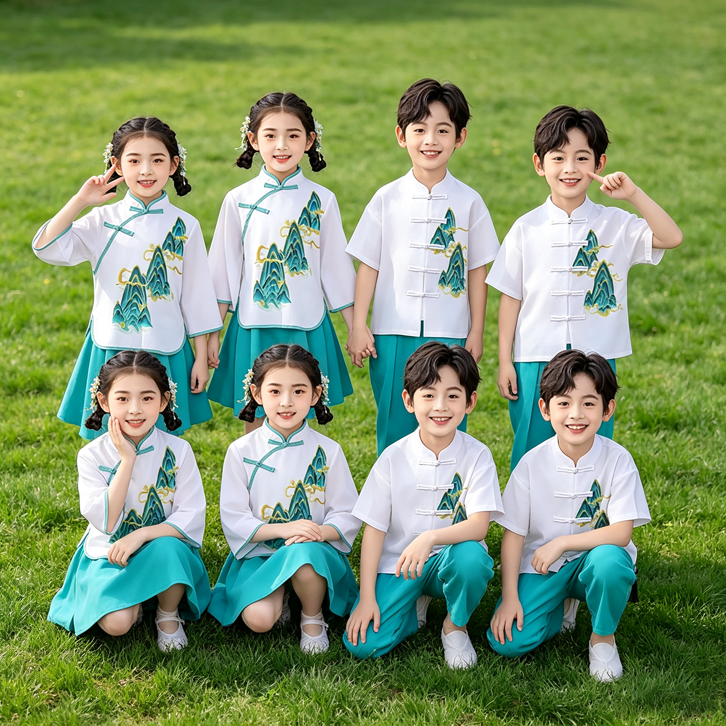 六一儿童节演出服中国风朗诵表演服新中式民国风小学生合唱表演服