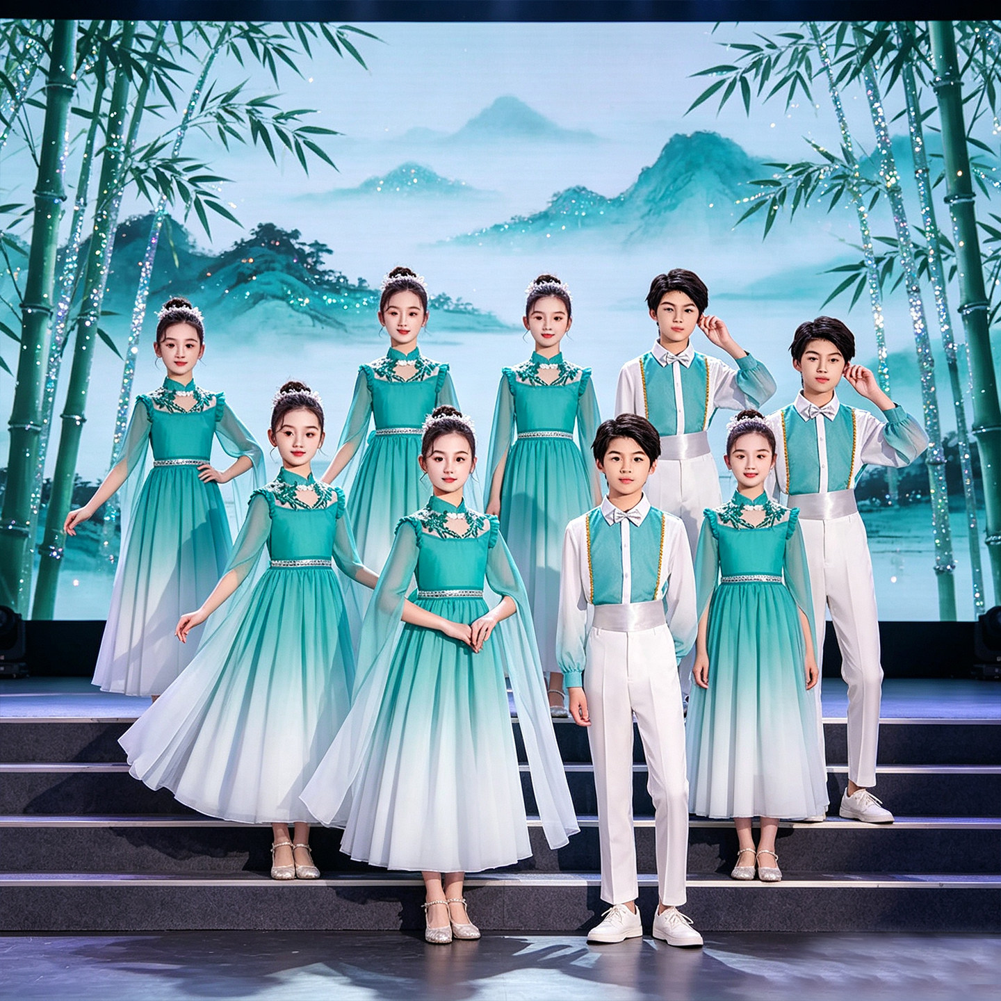 六一儿童演出服小学生古风表演服中国风合唱诗朗诵民乐古筝演出服