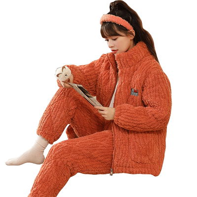 秋冬季三层加厚法兰绒保暖夹棉袄