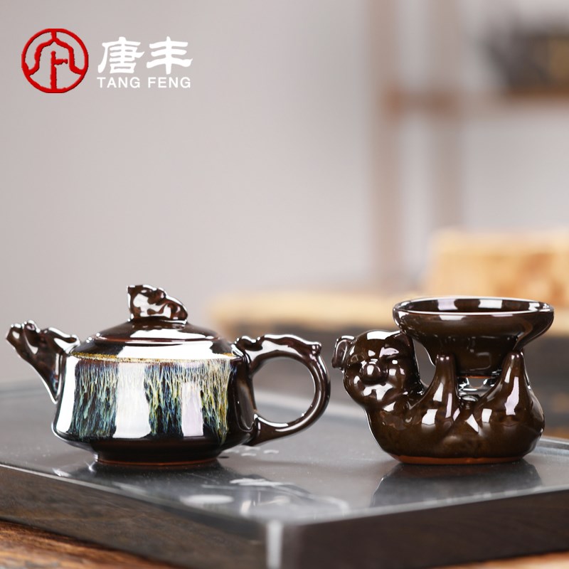 速发窑变茶滤单个家用茶水分离器天目釉茶漏组不锈钢滤网泡茶隔茶