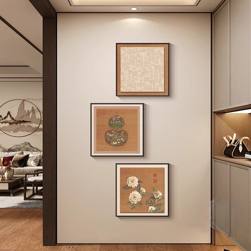 速发葫芦挂画高级感入户玄关装饰画新中式走廊过道喜上眉梢客厅三