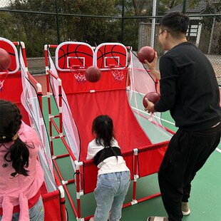 速发挂壁式儿童双人幼儿园篮球篮体动投框机活育亲子互动玩具篮板