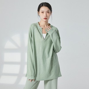 速发舞个典舞蹈生日常穿搭高档宽松古v男深性长袖 T百搭上衣