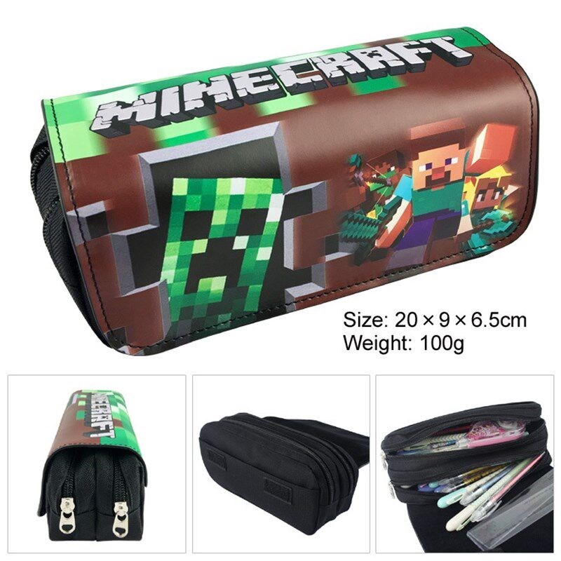 速发苦力怕我的世界笔袋 MC文具袋双层大容量 世界铅笔袋帆布翻盖