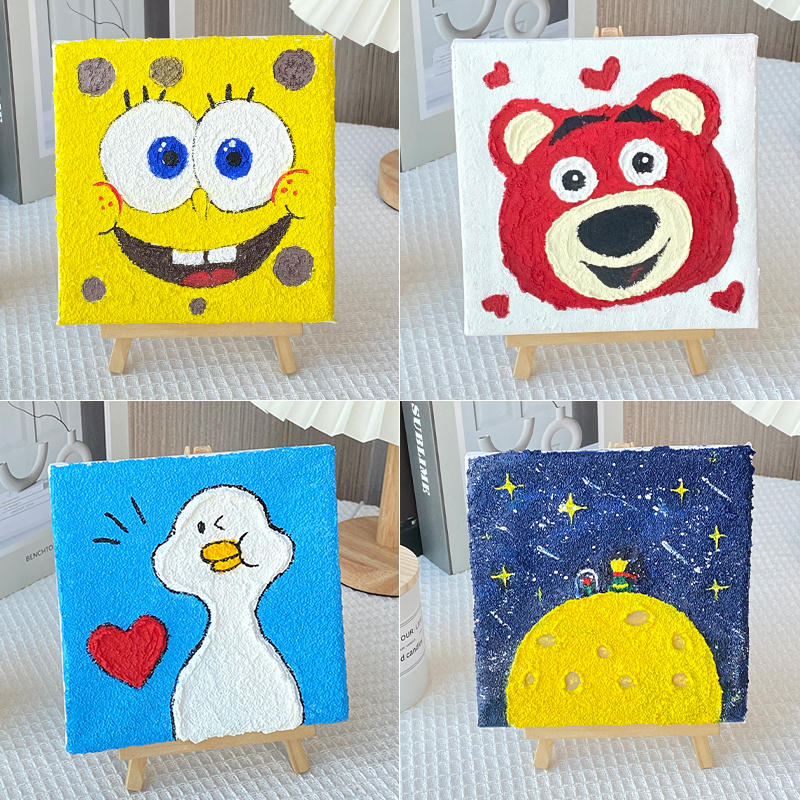 速发儿童立体丙烯石英砂肌理画材料包全套手工彩绘砂画手装饰沙画图片