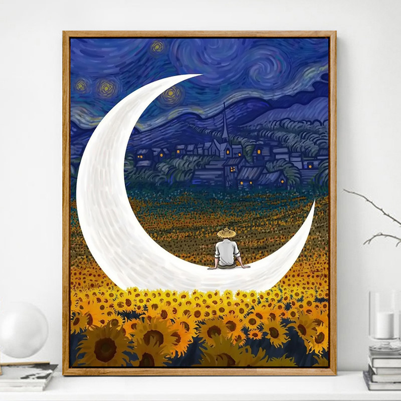 速发梵减名画闷空数字油画填充油彩填充涂色解星高压手工风景画画