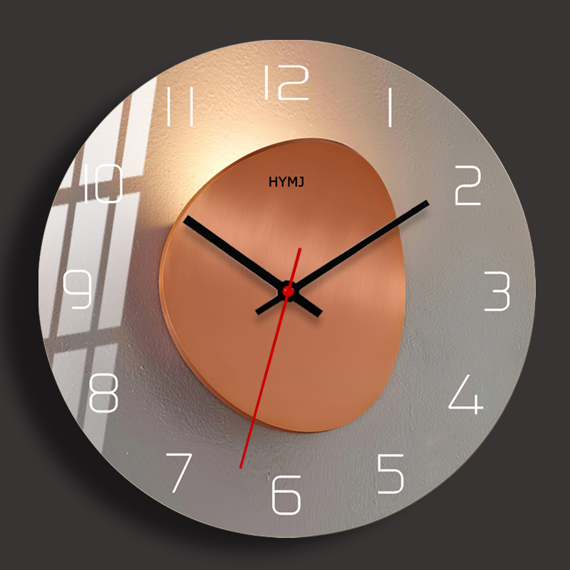 速发2021新音钟表挂钟客厅家用时尚墙奢时钟静款圆形挂表轻免打孔