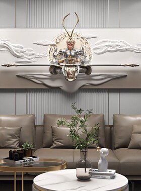 速发斗战神沙玄关装饰画齐天大圣客厅佛发背景墙画带雕浮灯挂画