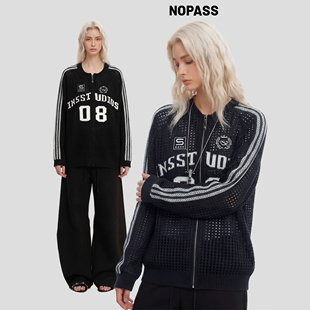 宽松开衫 NOPASS 」夏季 「凉感网眼镂空针织罩衫 外套 国潮原创美式