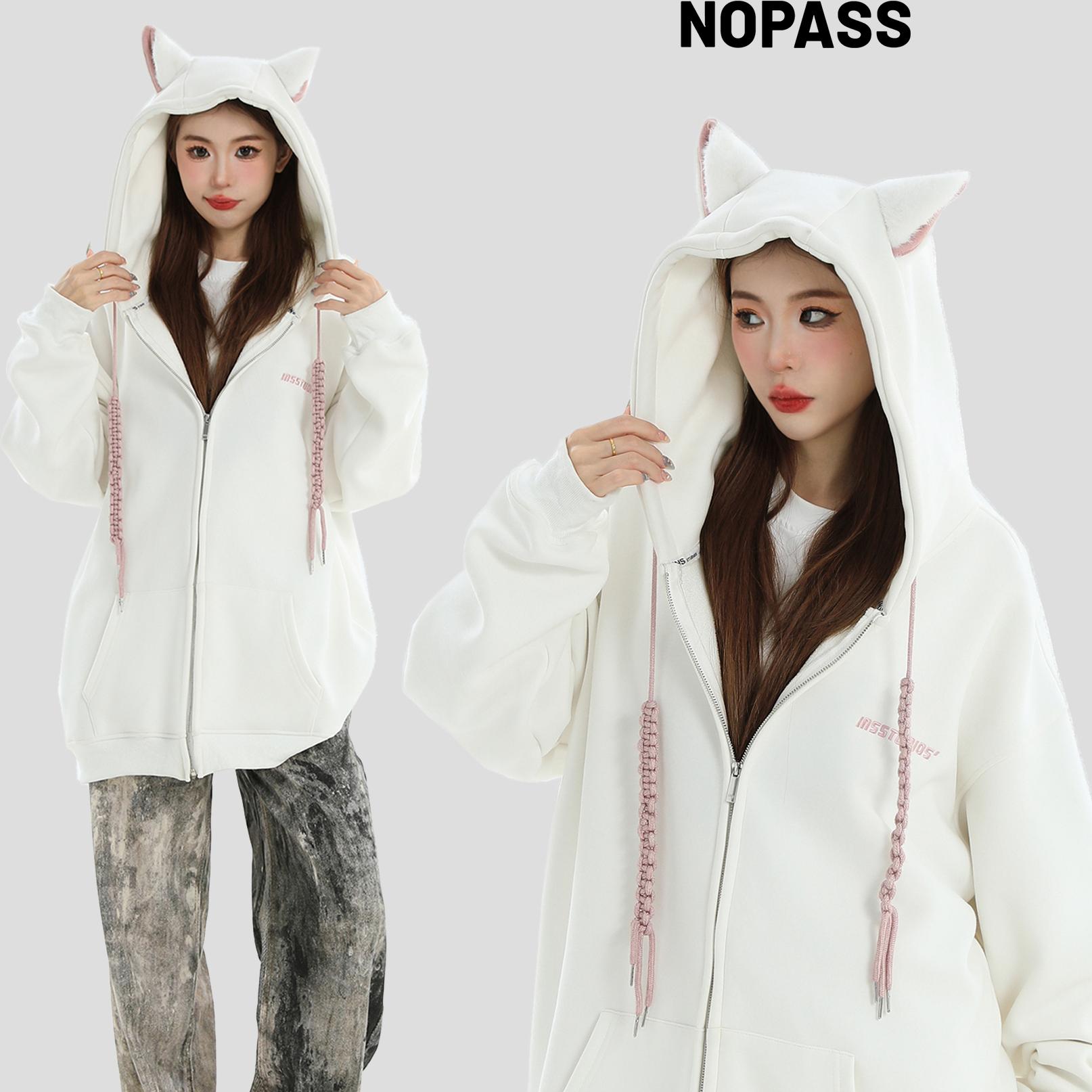 NOPASS猫咪耳朵连帽卫衣