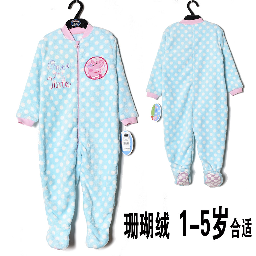 清仓-外贸珊瑚绒儿童包脚连体睡衣家居服女宝宝小童保暖哈衣爬服,童装/婴儿装/亲子装,连身衣/爬服/哈衣,淘宝优惠券,粉丝福利购,淘宝优惠卷