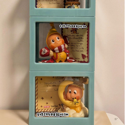泡泡玛特123星星人盲盒收纳展示盒发光造场景diy单个防尘痛柜娃屋