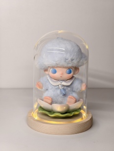 DIMOO新生日记莲花展示底座玻璃罩收纳盒防尘亚克力透明保护壳