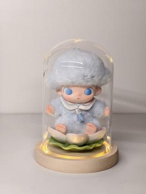 DIMOO新生日记莲花展示底座玻璃罩收纳盒防尘亚克力透明保护壳